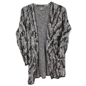 Lucky Brand Open Front Animal Print Cardigan Sweater Wool Blend Small